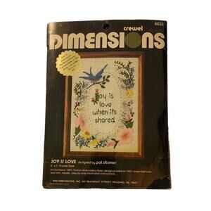 Vtg 1980 Crewel Dimensions Joy is Love Embroidery kit 6033